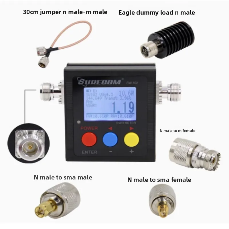 SW-102 Digital SWR Power Meter 125-525MHz VHF UHF RF Frequency Counter Digital Display