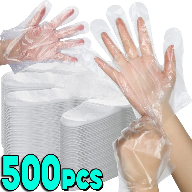 Disposable Plastic Gloves Transparent Waterproof Gloves for Kitchen Restaurant Fried Chicken BBQ Disposable Tableware Wholesale