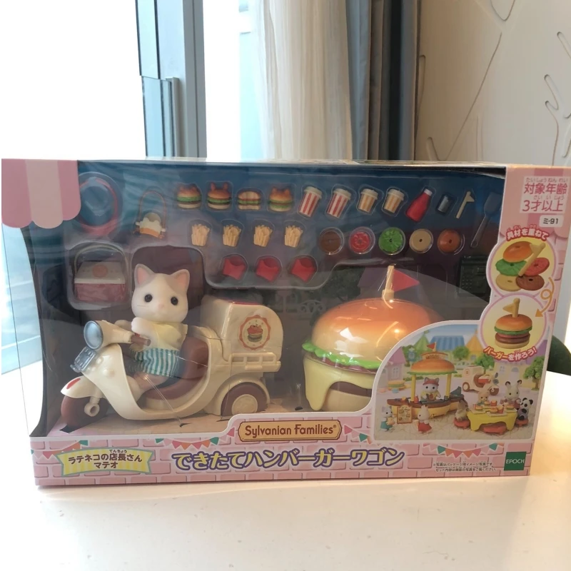 2024 Hot Selling Cute Sylvanian Families Integrated Hamburger Truck Pvc Figures Toy Figurine Room Decoration Birthday Gifts Toys