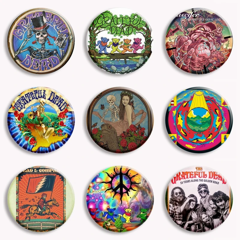 Psychedelic Grateful Dead Band Soft Button Pin Rock Punk 3d Dancing Bears Aesthetic Classic Brooch Badge Bag Decor Fans Collect