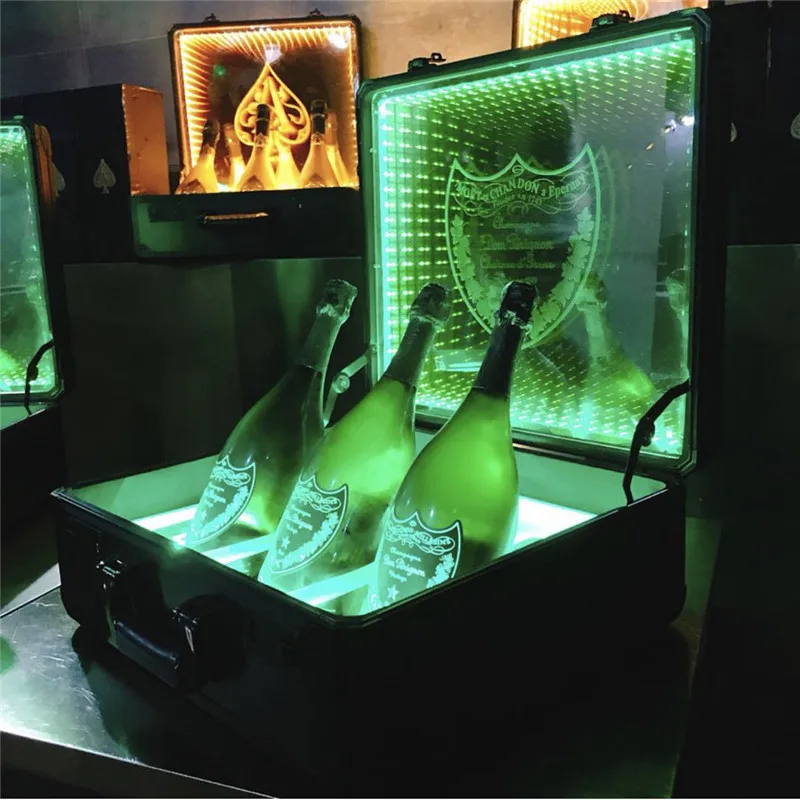 Custom Moet Dom Ace 3 bottles LED champagne box suitcase LED