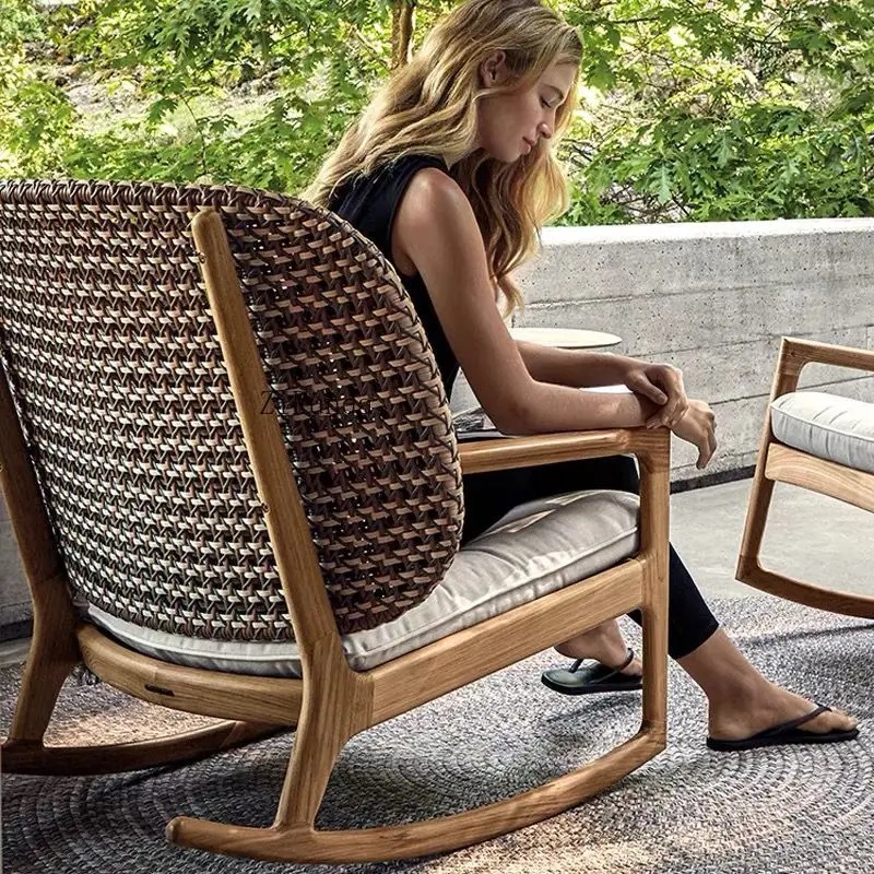 Outdoor-Sofa aus Teakholz, Rattan-Villa, moderne Möbel