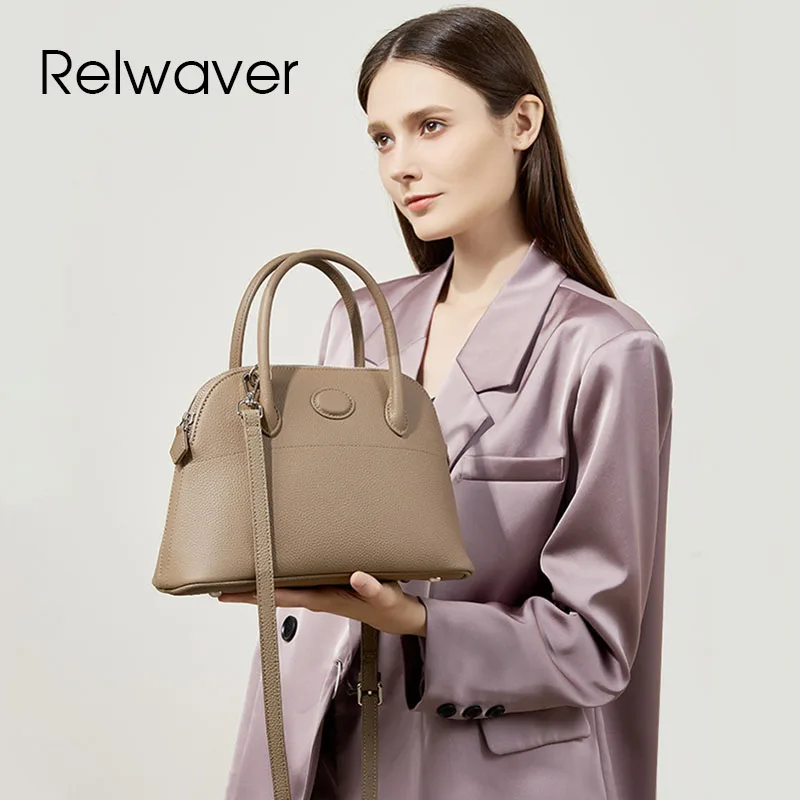 

Relwaver women handbags genuine leather shell bag 2024 autumn winter big capacity commuting lady bag fashion shoulder crossbody