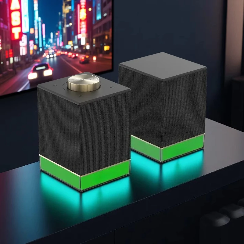 

Lights 2 Speakers Case Speakers USB Desktop Speakers Music System Gaming