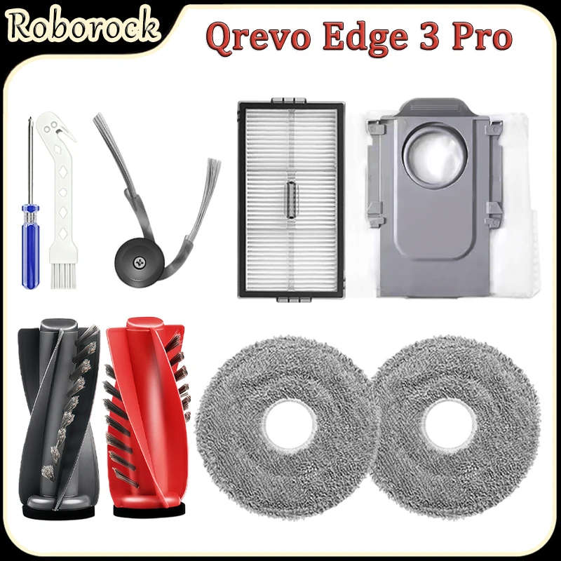 For Roborock Qrevo Edge 3 Pro Robot Vacuum Accessories Main Brush HEPA Filter Mop Pad Side Brush Dust Bag Replacement Parts