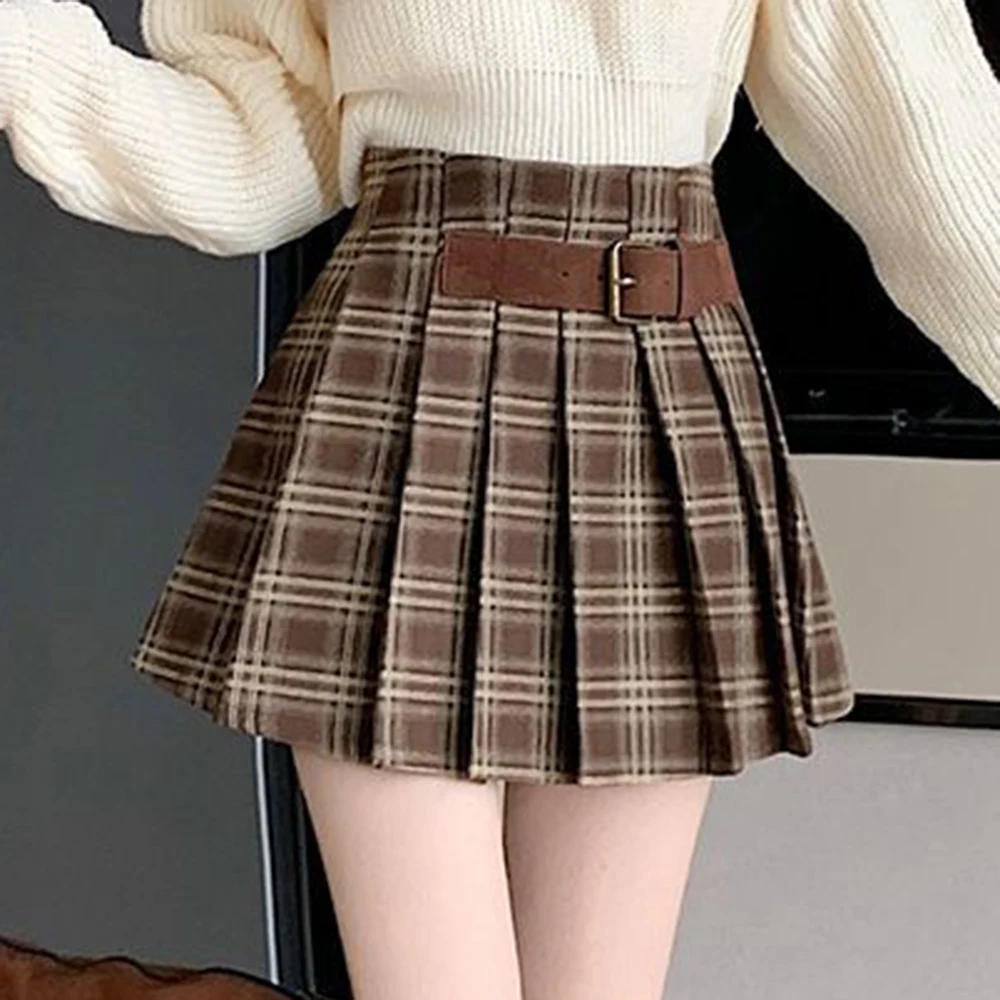 

Korean version of high-end versatile slim cover pleated skirt foreign style high waist thin A-shaped skirt