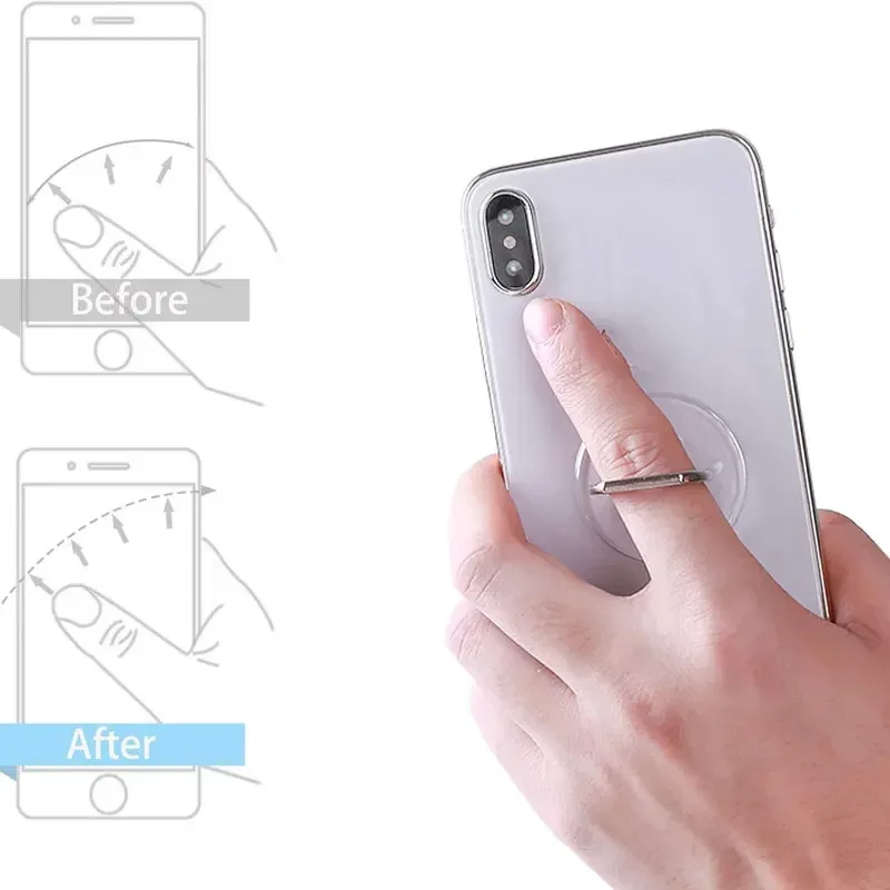 1/4PC Cell Phone Ring Holder Transparent Finger Grip Loop 360 Degree Rotation Kickstand Stand Compatible All Types Smartphone image 4