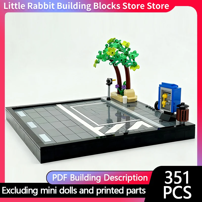 Street View Model MOC Building Bricks Parallel Parking Spot Diorama Modular Technology Children Holiday Gifts Assemble Toys Suit
