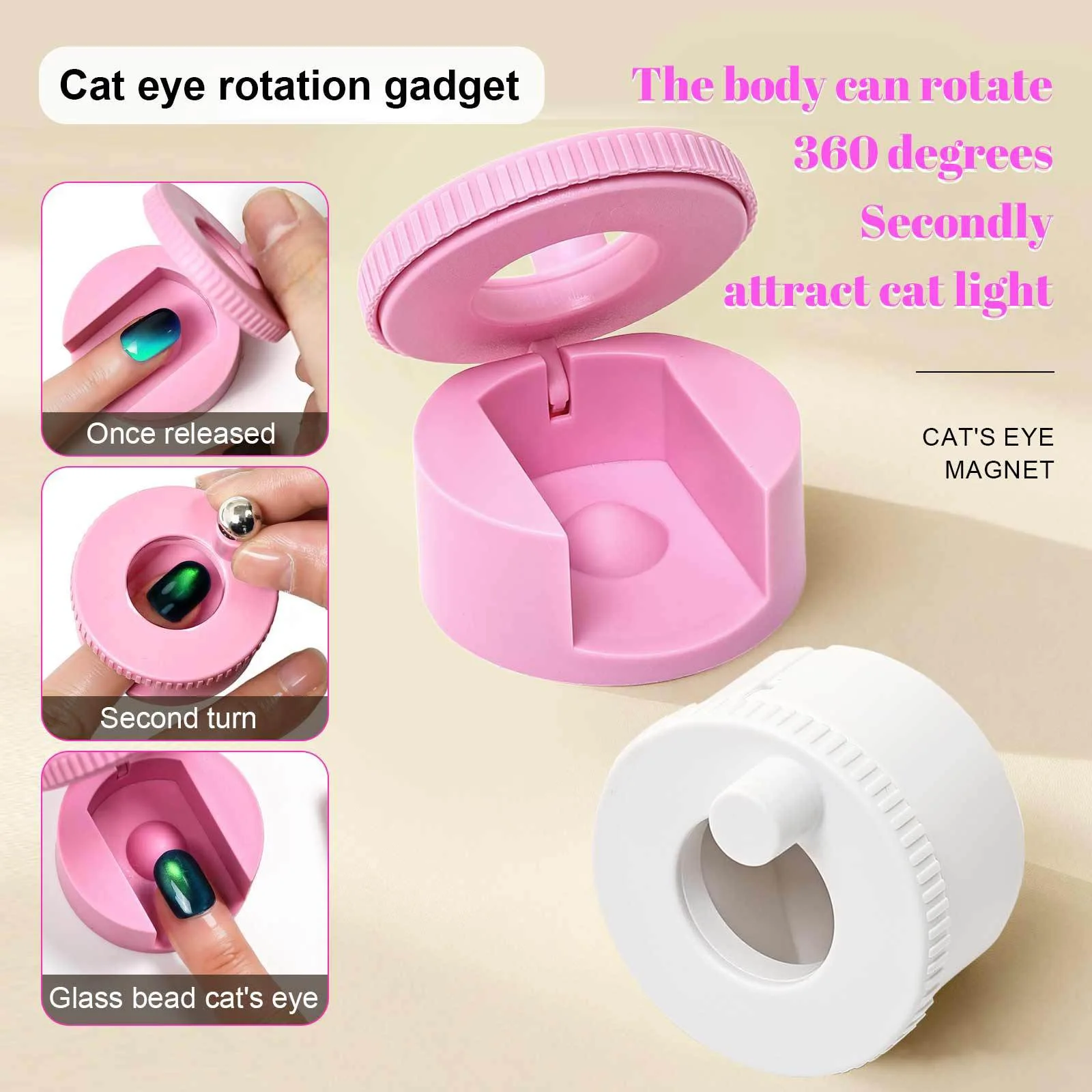 New Rotate Nail Art Automatic Suction Cat Eye Magnet Artifact, Multifunctional,Wide Light French Cat Eye Magnet Nail Supplies