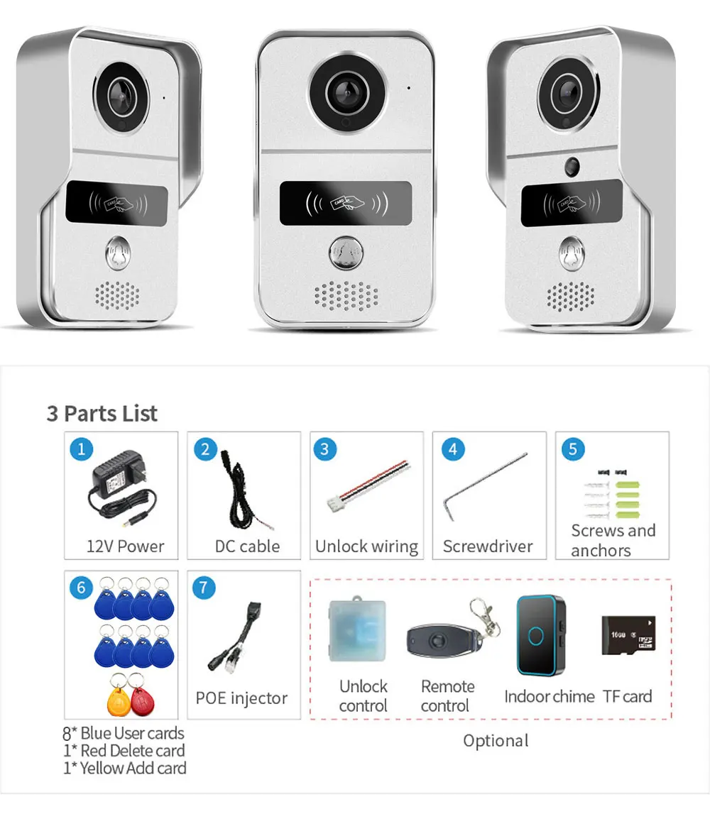 Smart Doorbell Wifi Video Intercom 1080P HD Camera Android/IOS Phone Motion Sensor Alarm Home Office Wireless Tuya app Unlock