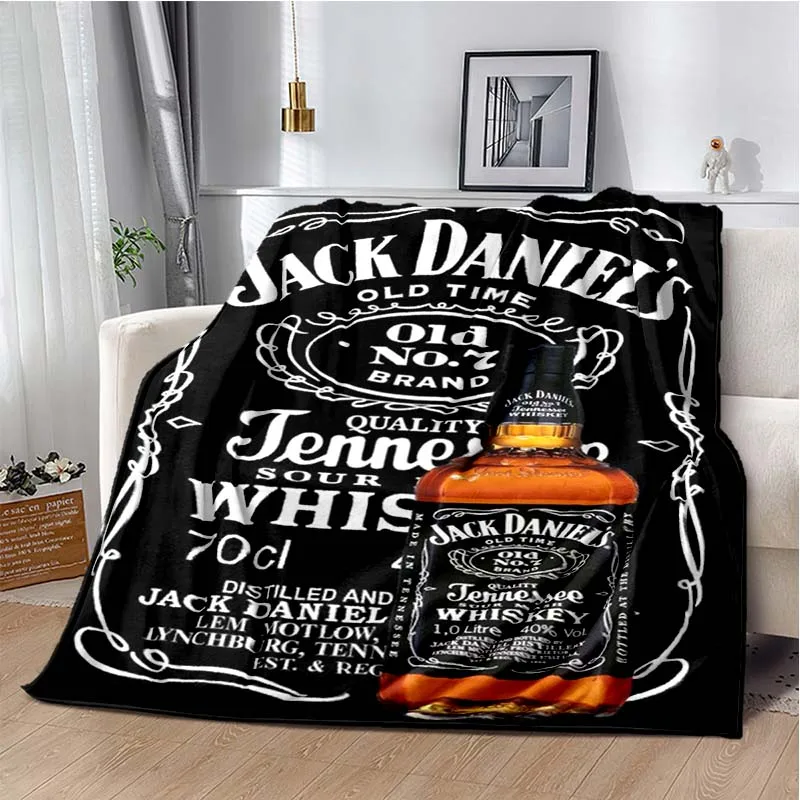 Coperta in flanella con logo J-JACK DANIELS alla moda, decorazione domestica morbida e confortevole, camera da letto, soggiorno, divano, coperta da letto