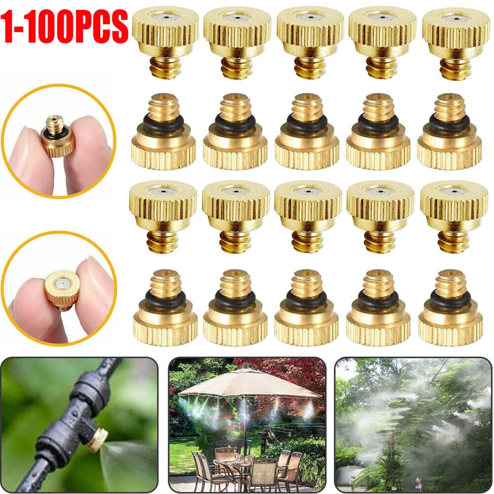 10pcs Brass Misting Nozzles 0.3mm For Garden Sprinkler Mister Outdoor Cooling System Water Spray Nozzle Sprinklers Misting