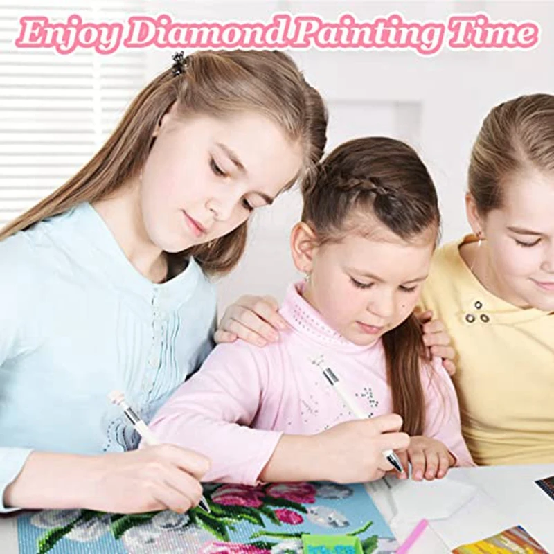 34 Pcs Rotating Glue Point Drill Pen Kit 2 Pcs Refillable Wax Pen With 32 Pcs Wax (Pink)