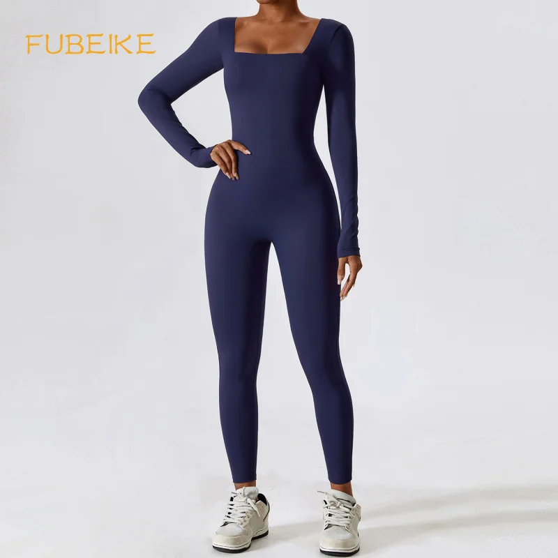 

FUBEIKE Yoga Wear Ladies Tight Long Sleeve Seamless Naked Women Sense Autumn Fitness Exercise Quick-Drying Yoga Clothes Jumpsuit