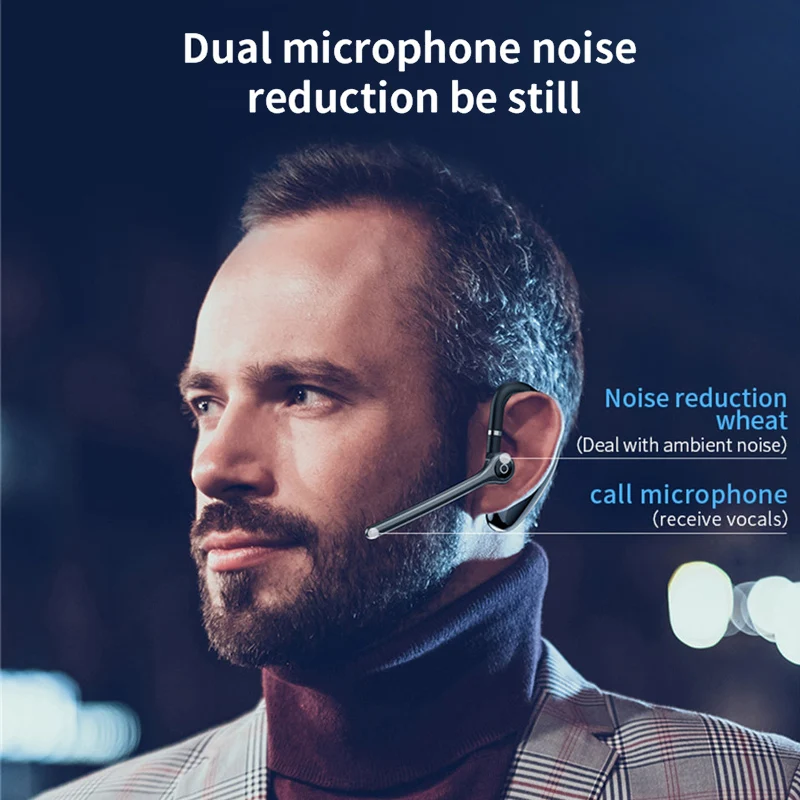 سماعات بلوتوث لاسلكية مع سماعات ميكروفون سماعة رأس بخاصية إلغاء الضوضاء بدون استخدام اليدين لتحدث قيادة الأعمال Audifonos
