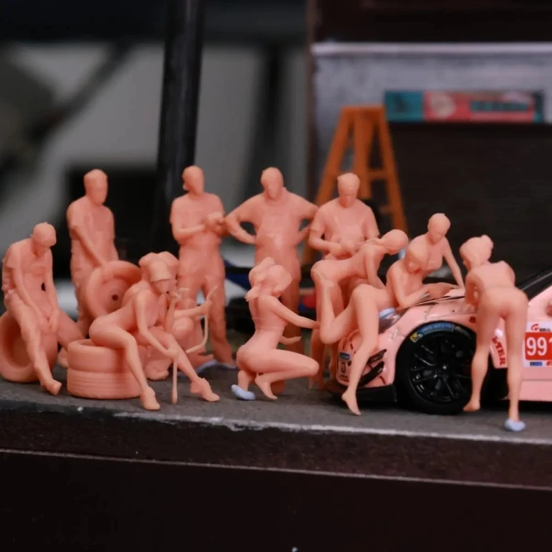 1/64 Miniature Model White Film Set 11 Car Mechanics 5 Car Wash Ladies,Pirate Model,Swimsuit Model.No Car Included