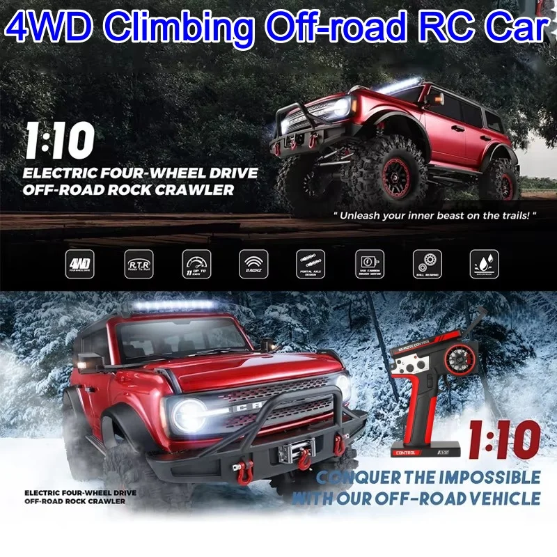 

57CM 1:10 4WD Professional Off-road Crawler Climbing RC Car Electric Winch Cruise Control 2 Speed Adjustment Remote Control Car