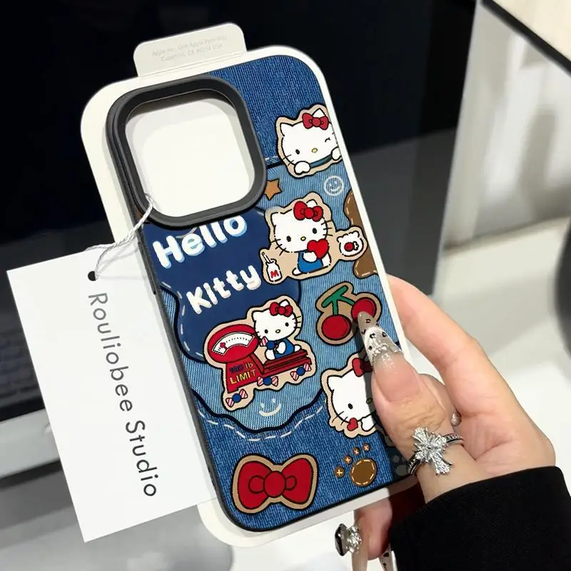 

Cherry Litchi Pattern Cartoon Hello Kitty Phone Case for iPhone 16 Pro Max 15 Pro 14 Plus 13 Shockproof Full Coverage Soft Case