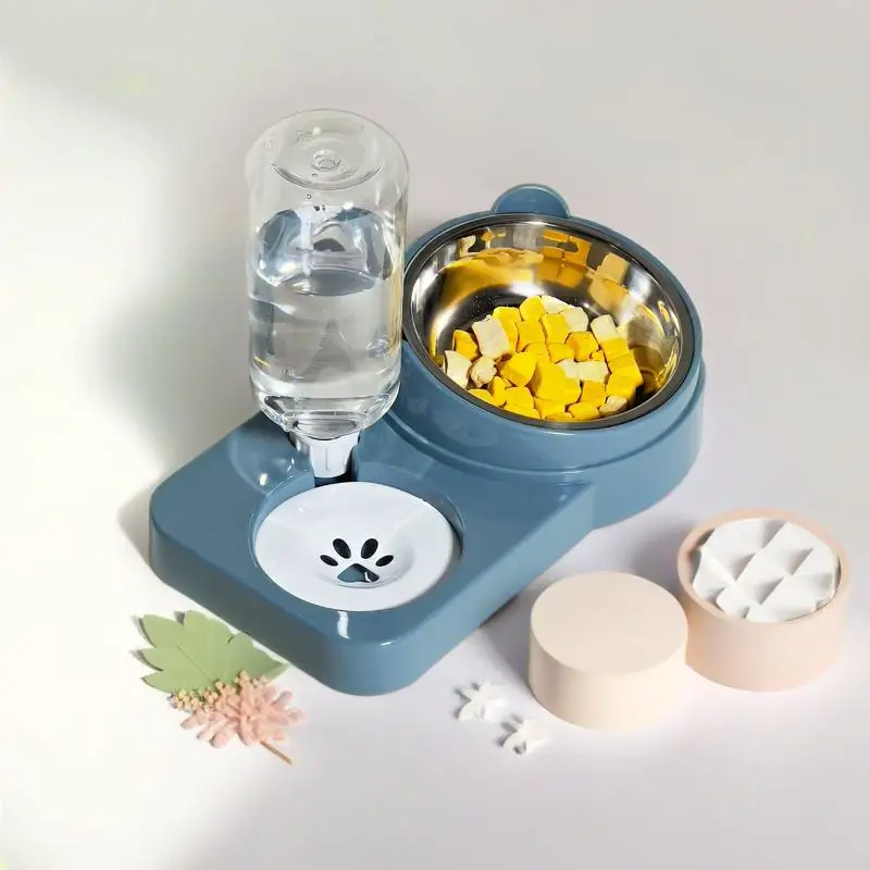 ㈅Pet Water & Food Bowl Set - Double Bowl Dog/Cat Feeder, Anti-Spill Pet Dish, Essential Pet Supplies Pet Feeder