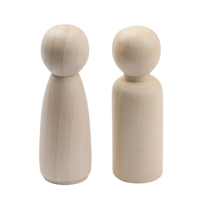 10pcs 120mm Unfinished Wood Boy/Girl Peg Doll Natural Wooden DIY Craft Graffiti Unfinished Solid Wood DIY Craft