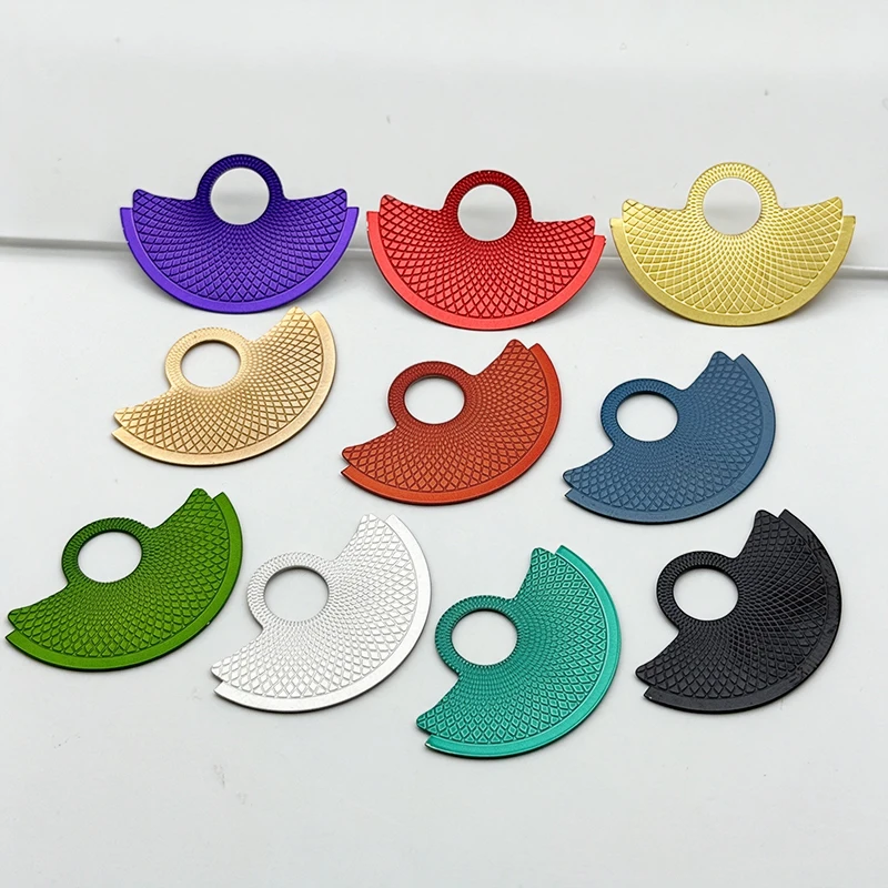 Mod NH35 Wave Pattern Automatic Hammer Rotor Metal Patch Fits  NH35 NH36 NH38 4R35 7S Movement Watch Retrofit Parts With Sticker