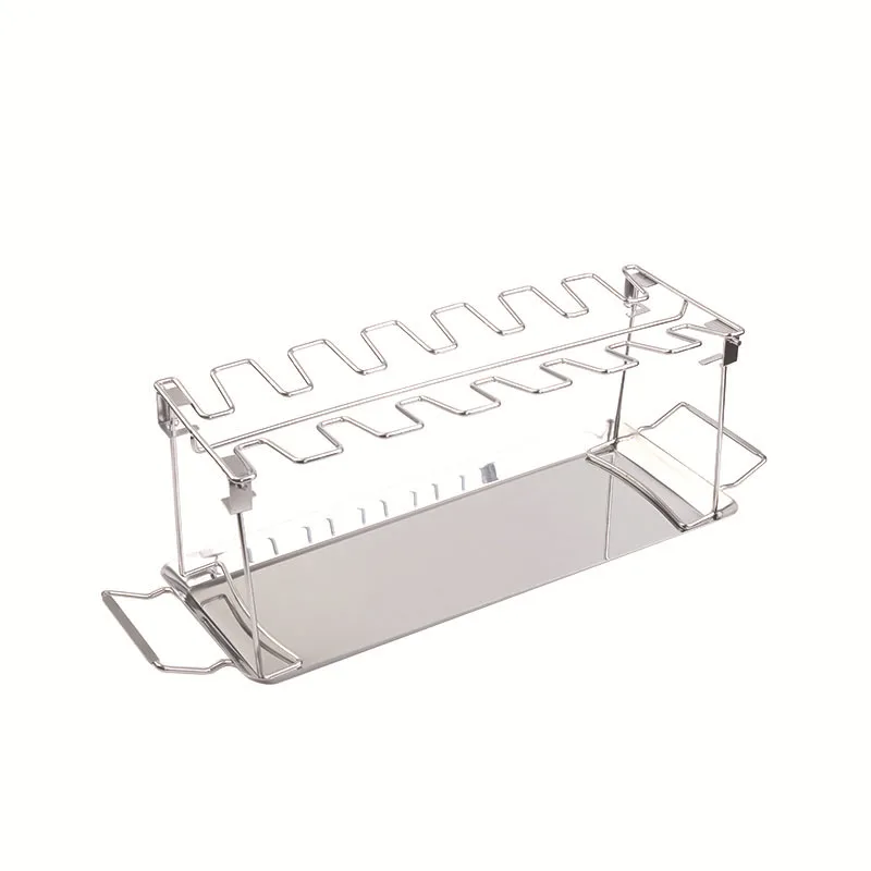 Stainless steel folding grilled chicken leg rack, barbecue grill, barbecue plate, barbecue grill, with bottom tray, BBQ