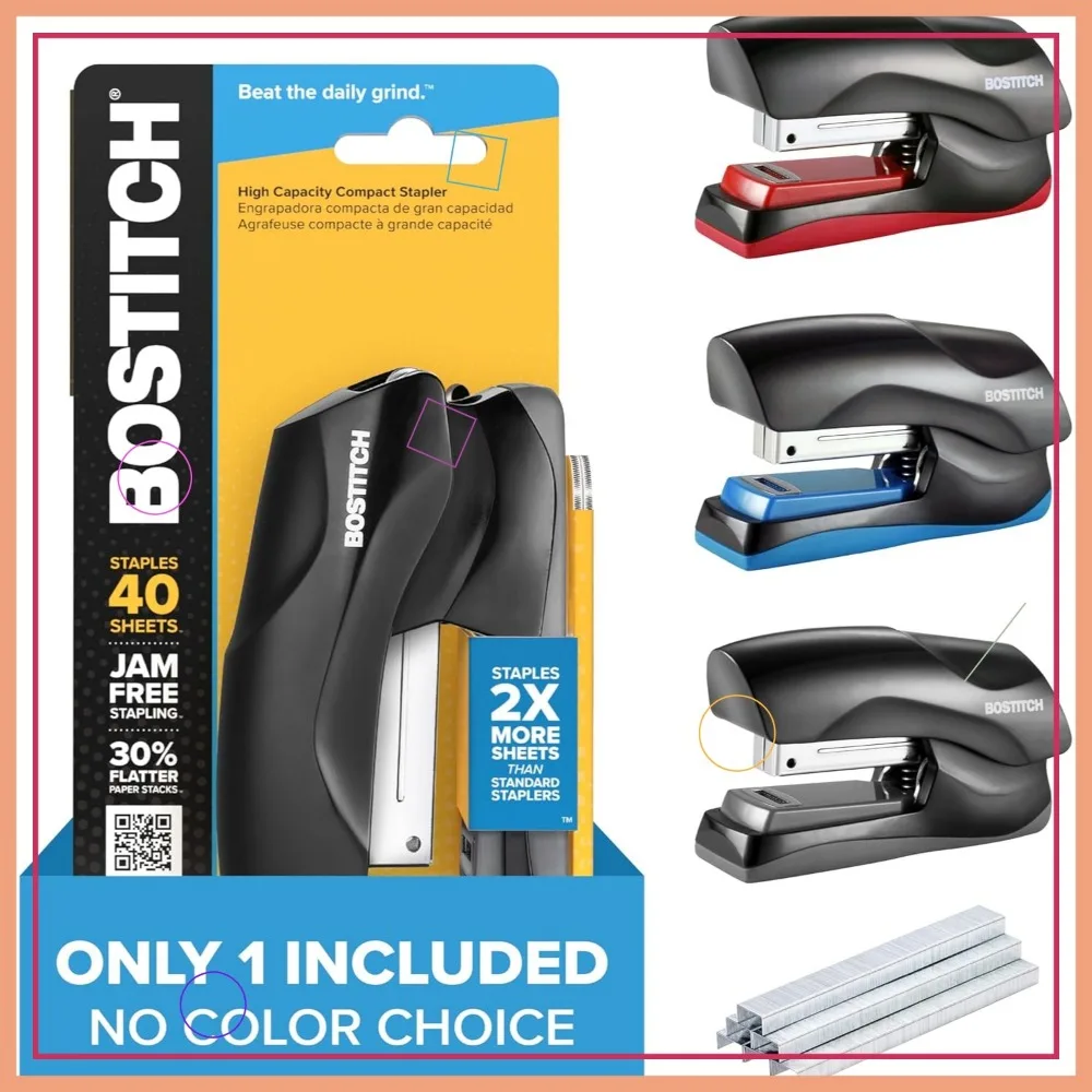 Heavy Duty Stapler, 40 Sheet Capacity, No Jam, Compact for Office, Classroom or Desk Use