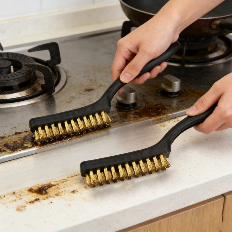 

Щетка для газовой плиты, мощная щетка для очистки и удаления ржавчины, полировальная щетка из стальной проволоки, нейлоновая щетка