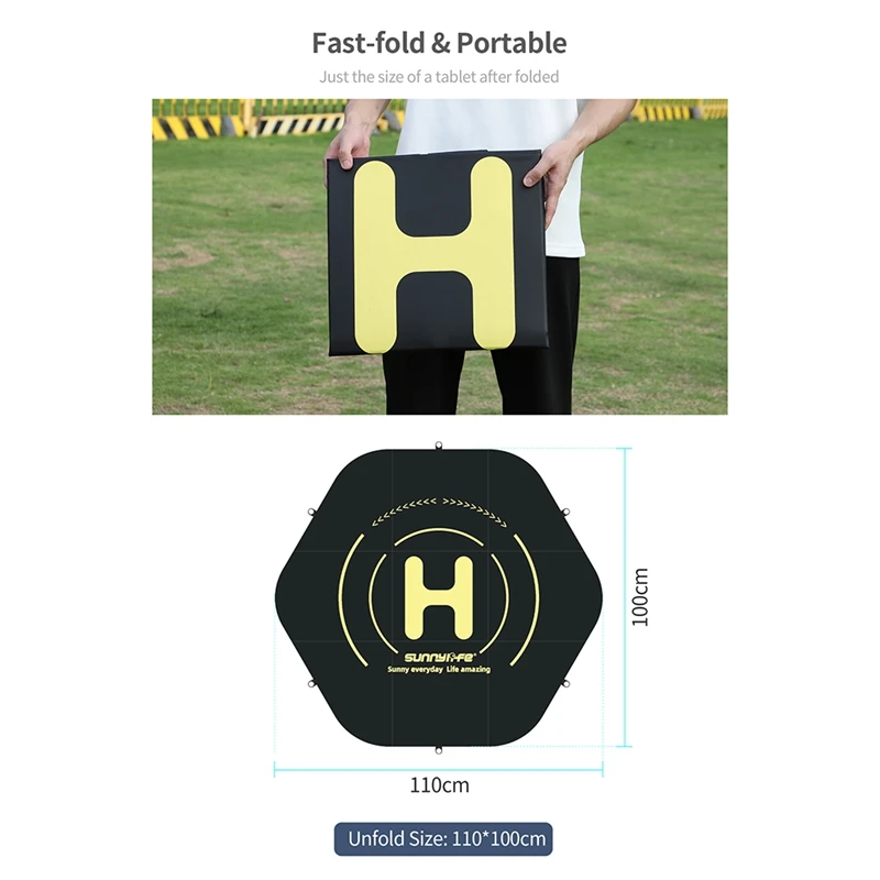 Sunnylife สําหรับ Inspire3 Mavic3 Pro Professional ผ้ากันเปื้อนขนาดใหญ่กันน้ํา Landing Pad 110 ซม.เล็บดิน Tarmac ชุด