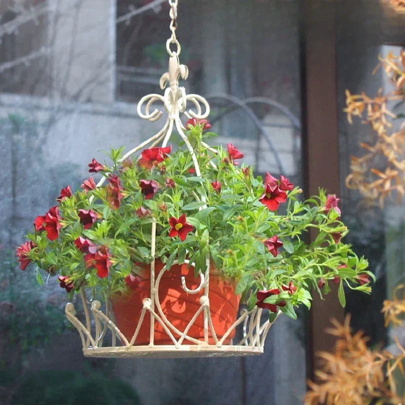 Crown Modeling Hanging Basket American Country Hanging Flowerpot Balcony Iron Art Plant Pot Versatile