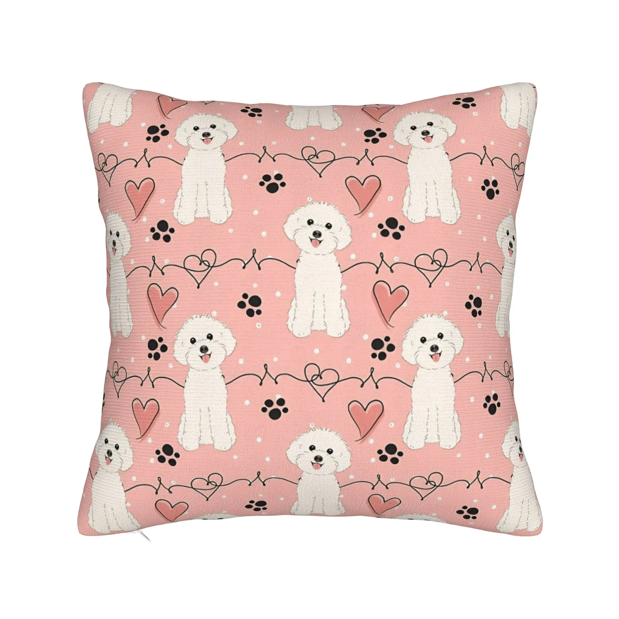 Cute Bichon Frise Pillow Cover  Soft Cushion Cover Cute Funny Pillow Case For Chair Sofa Home Decor