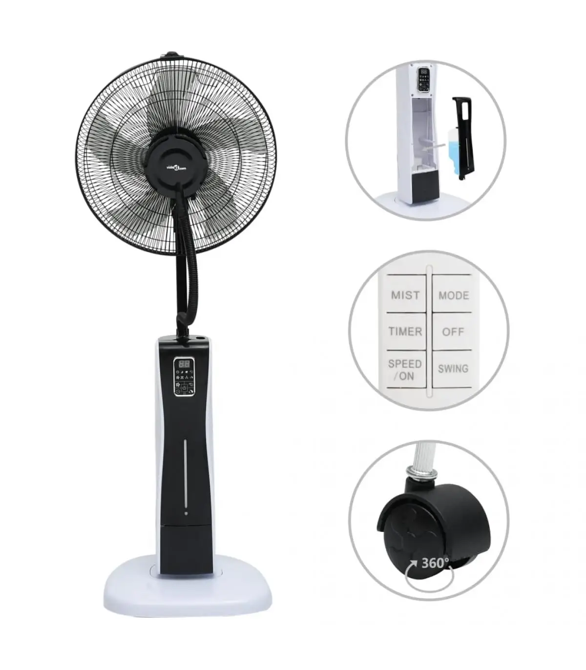 Standing and desktop fans black white foot and remote control fogger fan