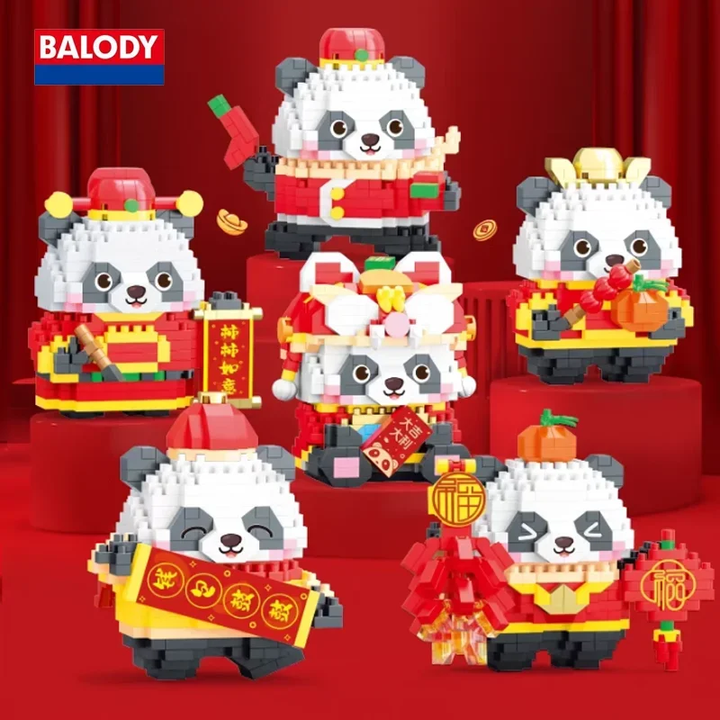 BALODY Kawaii Good Luck Panda Series Jubilant New Year Red Make A Fortune Mascot Delicate Desktop Ornament Kids   Gift