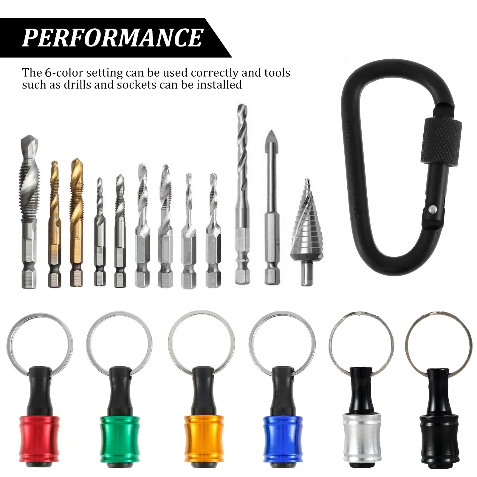 Screwdriver Bit Holder Quick Release Keychain Drill Screw Adapter Magnetic Carabiner 1/4 Hex Shank Alloy Extension Rod Hand Tool