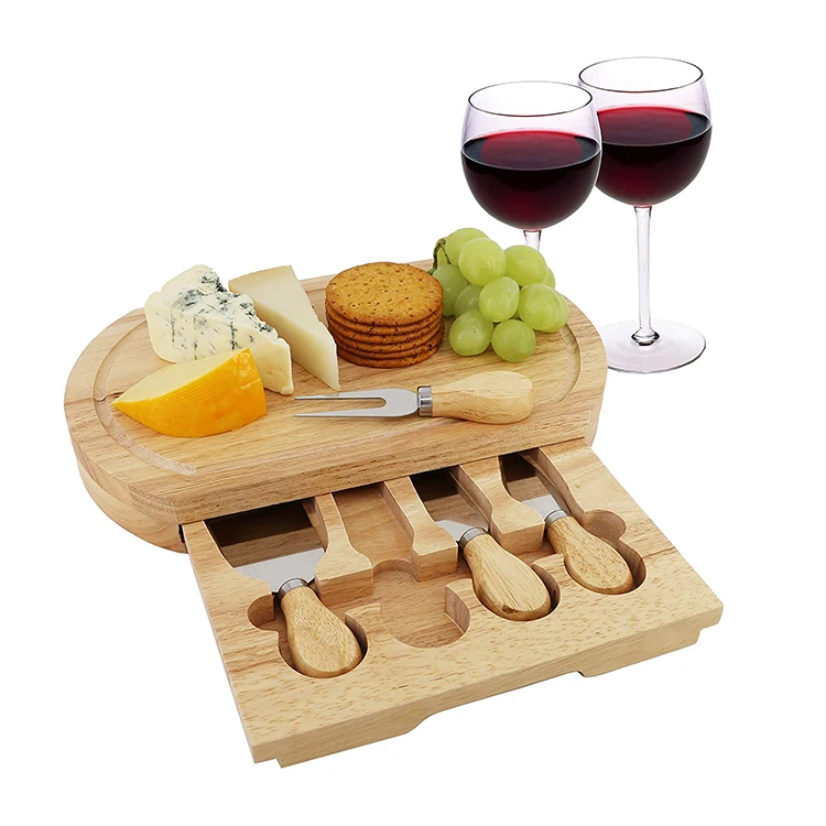 

Premium Gift Bamboo Cheese Board Knife Set, Cheese and Charcuterie Boards