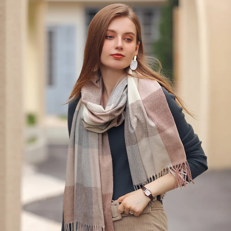 2024 Fashion Winter Plaid Scarf Female Autumn and Winter Everything New British Classic Imitation Cashmere Plaid