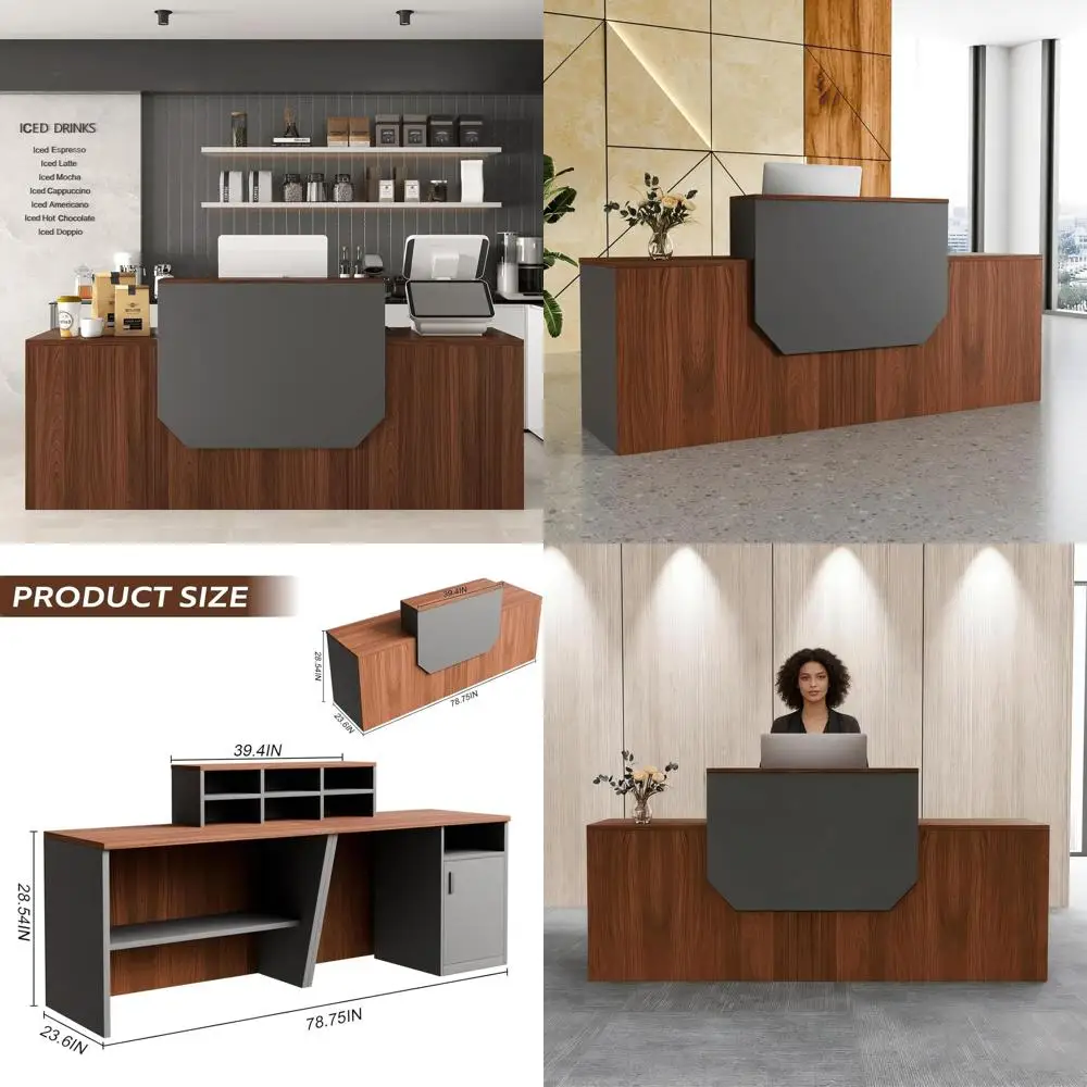 

Офисный стол Walnut 78.7 с тумбой, системой кабель-менеджмента и стойкой для приема гостей, обеспечивающий просторное рабочее пространство и легкую сборку