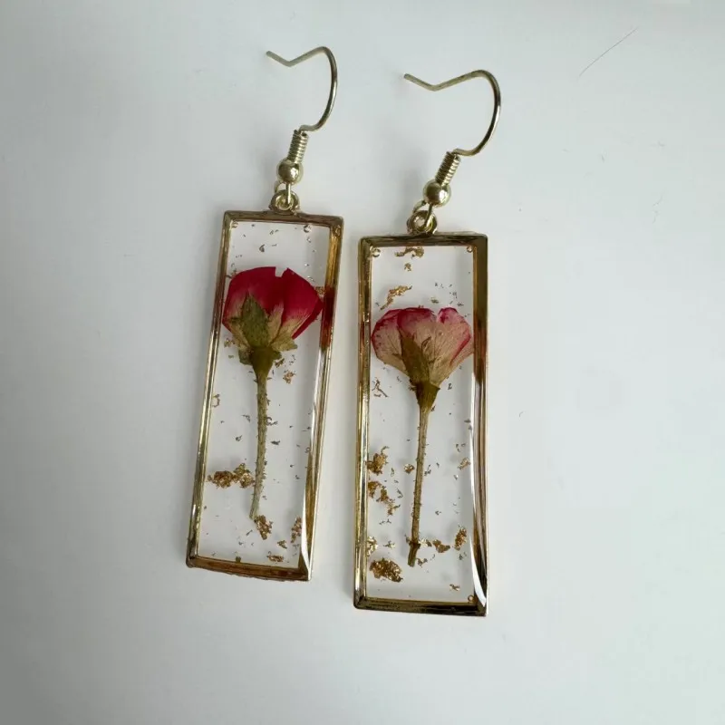 Elegant Real Flower Earrings Women Unique Epoxy Resin Pressed Flower Earring Wholesale Statement Jewelry Flower Pressed Earrings image 2