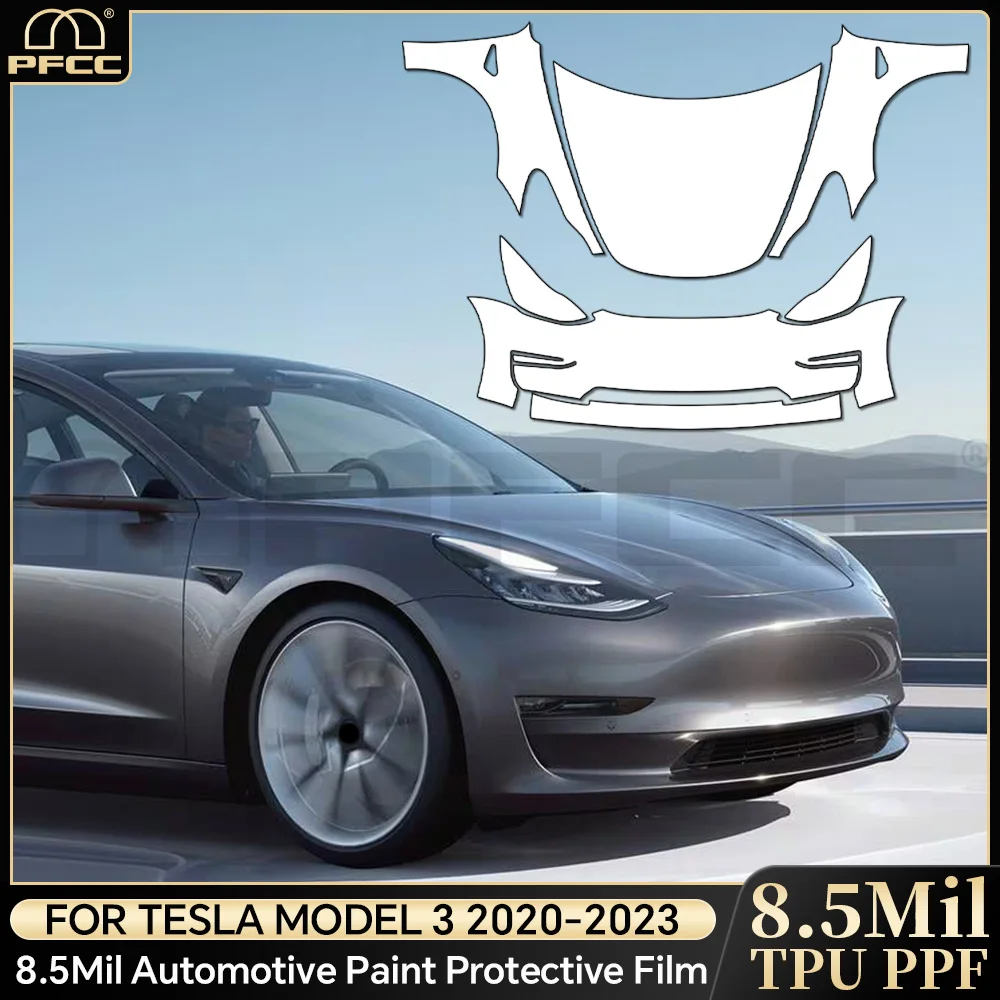 

For Tesla Model 3 2020-2023 9Mil TPU Anti-Scratch Paint Protection Film Car Body Pre-cut PPF Clear Bra Resistant Invisible Cover