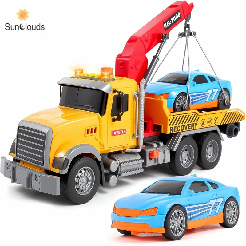 

Kids Truck Toys Large Tow Truck Toy Transport Truck Crane Toy with Roadster, Toddler Trucks Toy Car Boy Toys Birthday Gifts for