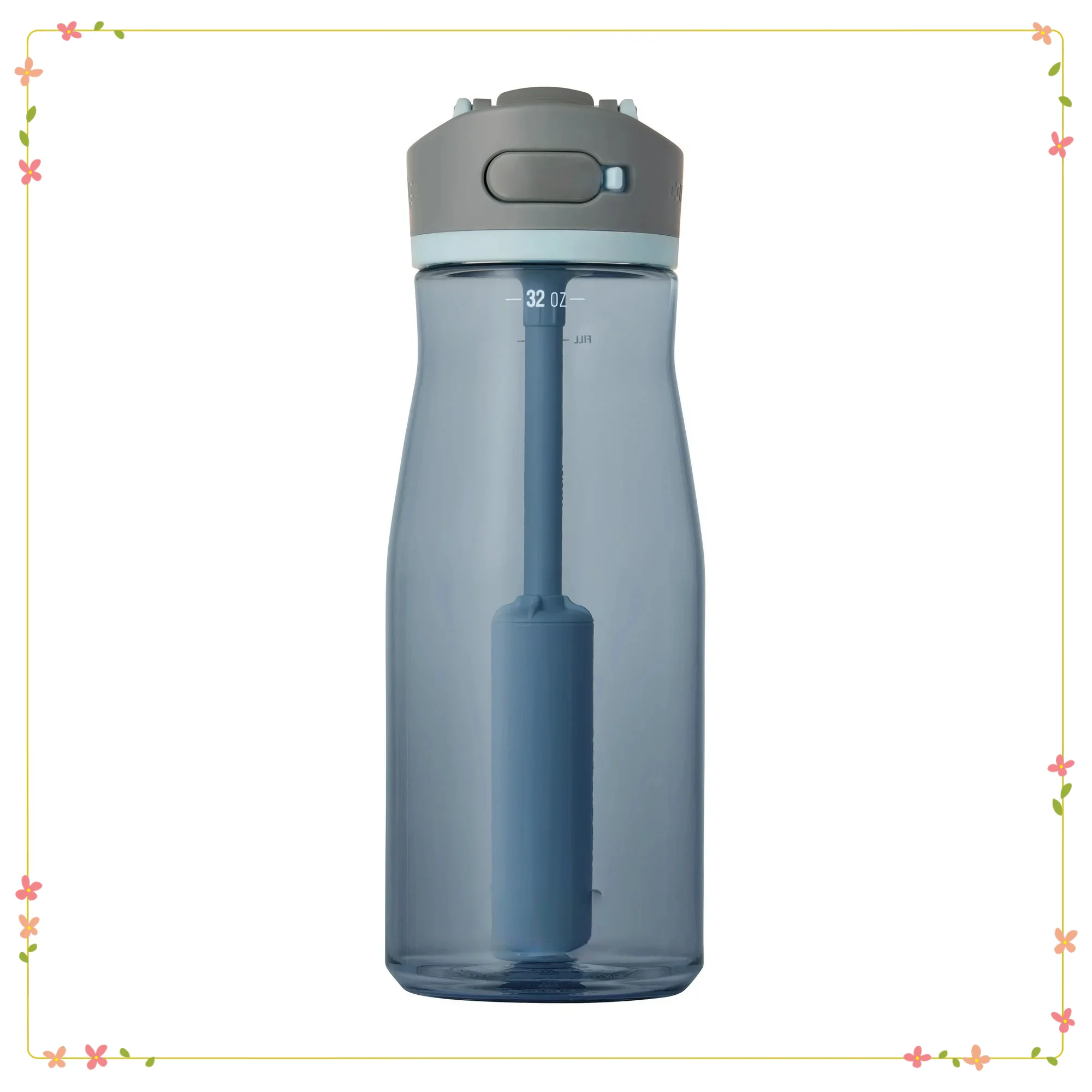 

32oz Dark Ice Plastic Water Bottle with Straw Lid, Leakproof Filter Bottle for Gym, Travel & Outdoor, BPA-Free