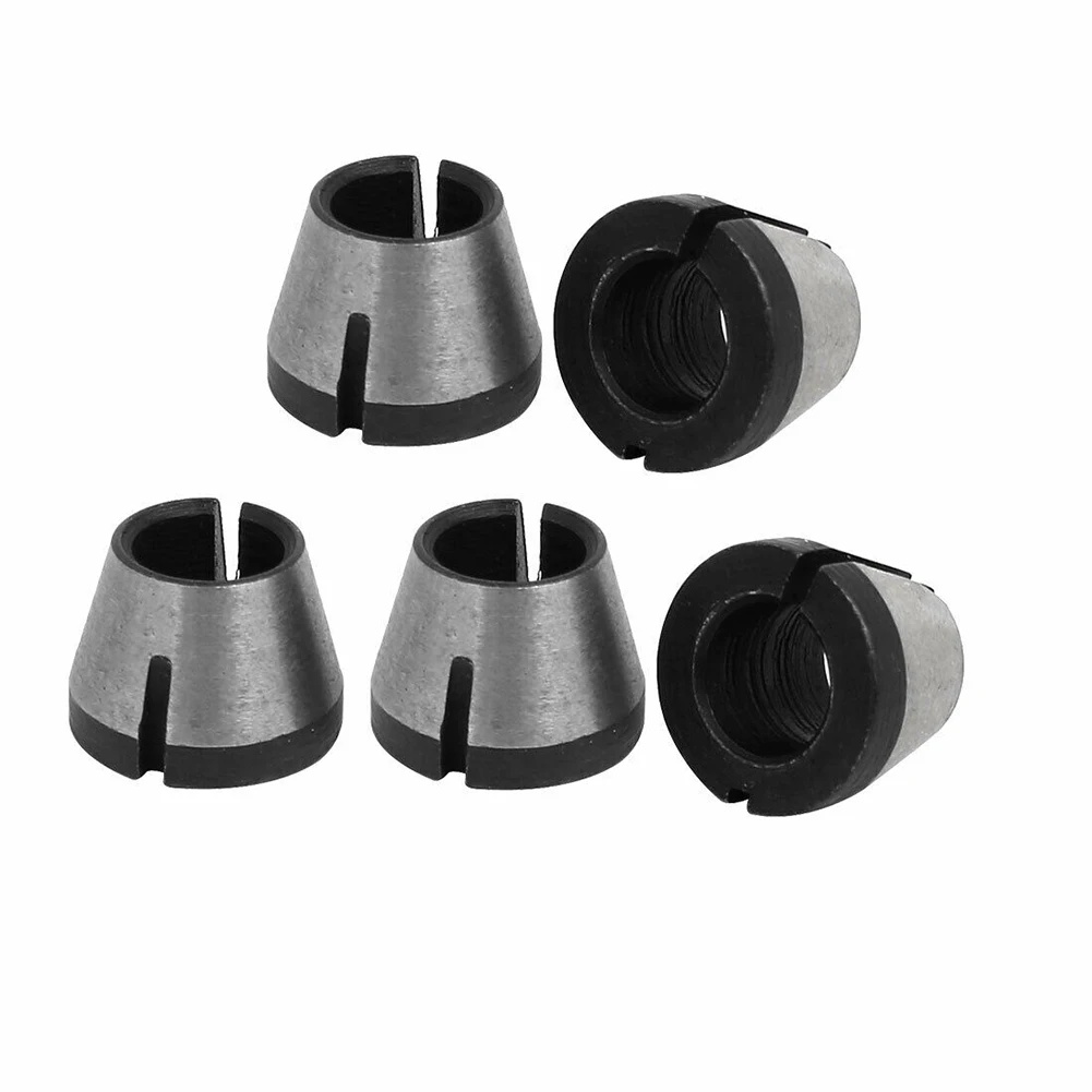 Pratico Trimmer Pinza Mandrini Router Bit Router Bit Pinze Gambo da 1/4 "2/5 pezzi Adattatore per incisione Kit in acciaio al carbonio