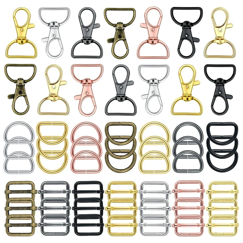 

D Rings Lobster Claw Clasp 56 Pieces Keychain Pendant Push Gate Hook Durable Alloy Jewelry Craft for Jeans Dropship