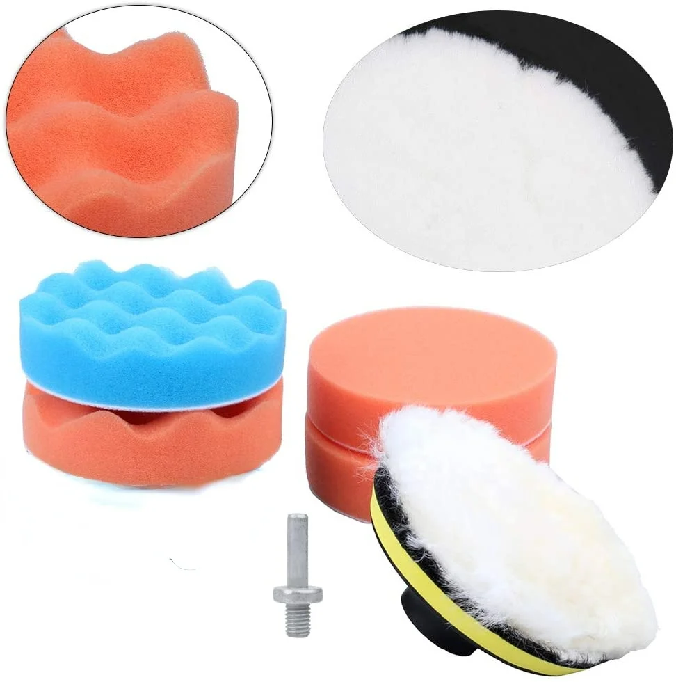 10Pcs Buffing Pad Set Thread 4 inch Auto Car Polishing Pad Kit for Car Polisher + Drill Adaptor M10 Power Tools Accessories