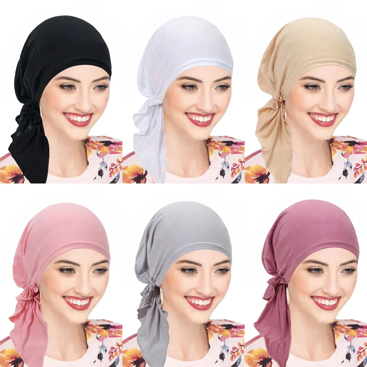 

Новые эластичные женские хиджабы-тюрбаны 2026 года, мусульманские головные платки, готовые хиджабы-боннеты, мягкие шапочки для женщин при выпадении волос и после химиотерапии