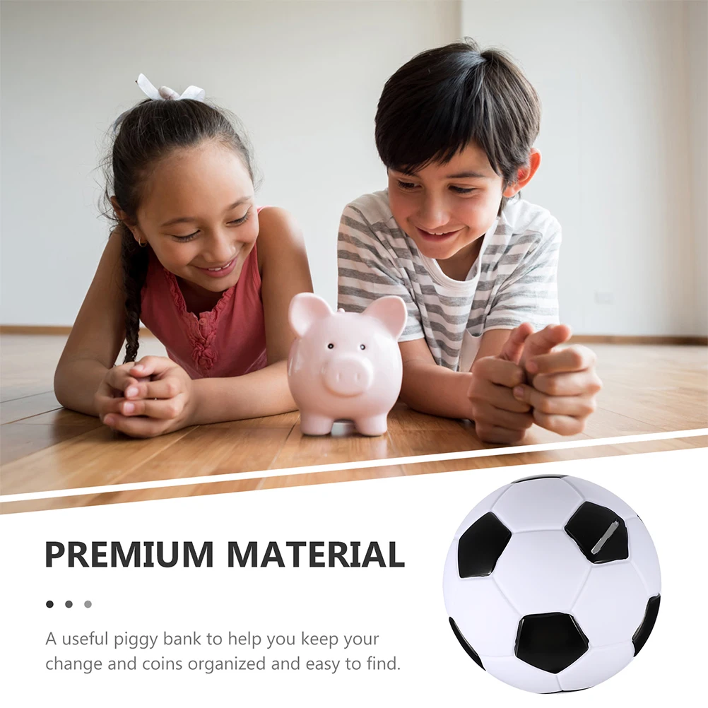 

Football Piggy Bank Vinyl Unbreakable Coin Money Box Boys Girls Desktop Decoration Compact Saving Pot Portable Coin Bank