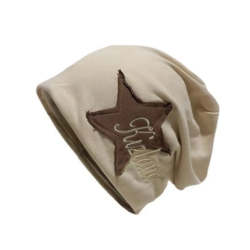 Autumn and Winter Pile Hat Ear Protection Solid Color Y2k Star Sticker Beanie Hat Korean Style Caps Letter Hat Women Warm Cap