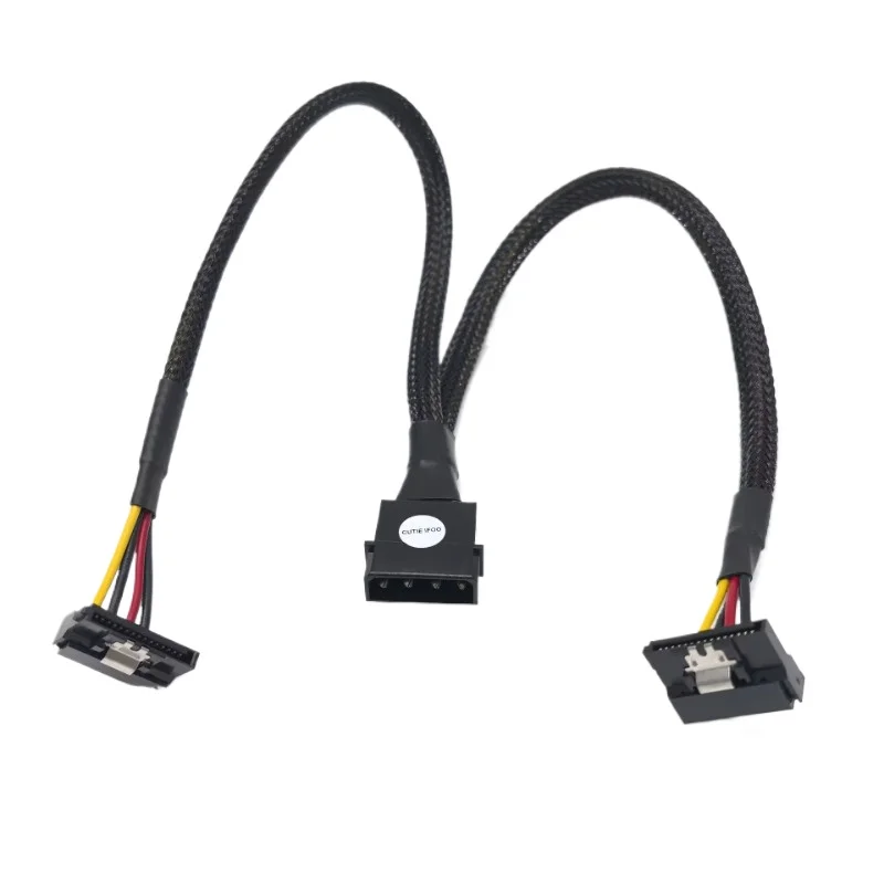 

Computer ATX PSU 4Pin IDE Molex to Right Angled 90 Degree 2-Port 15Pin SATA HDD SSD DVD Power Cable Cord 18AWG Wire