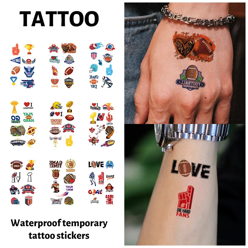 

American Football Temporary Tattoo Sticker, Long-lasting and Waterproof, Realistic Fake Tattoos for , Suitable for Arm, Face