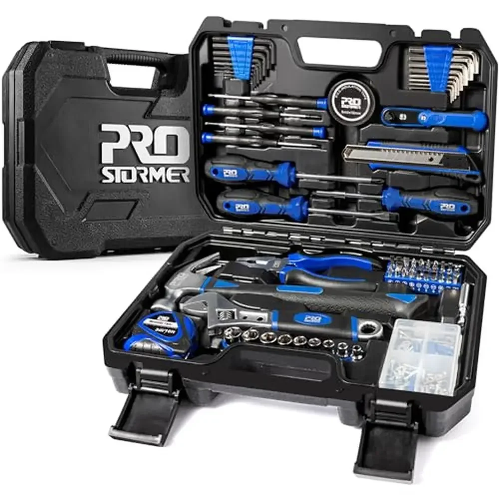 160-Piece Home Repair Tool Set with Toolbox Storage Case House Garage Dorm Office Steel Material Muti-purpose DIY Kit Complete